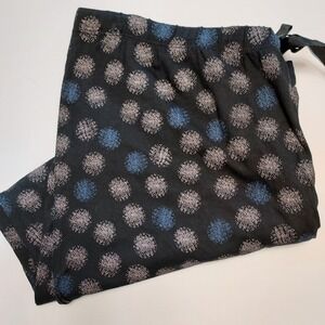 Alfani Intimates Womens Lounge Pants L Black Blue Polka Dot Sleepwear Pajamas PJ